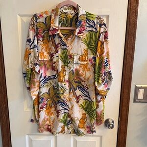 Rose & Olive Multicolor Tropical Print Button Down Shirt